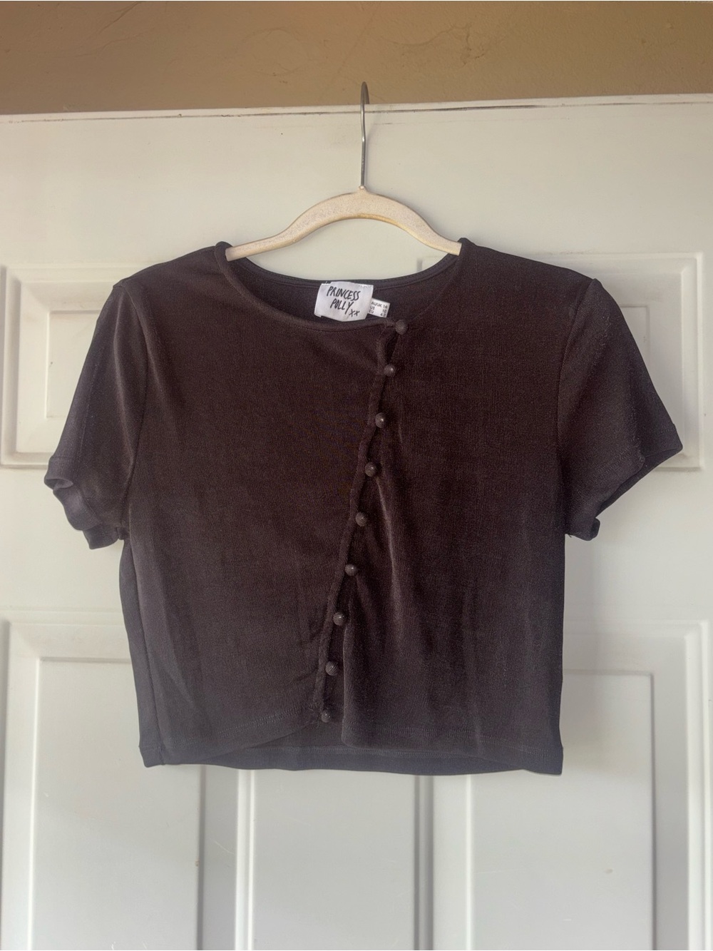 Princess Polly black slinky knit crop top size 10